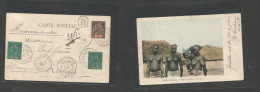 Frc - Ivory Coast. 1905 (4 Apr) Abidjan - Germany, Leipzig (10 May) Via Bingerville. Registered Multifkd Sage Issue Ppc - Autres & Non Classés