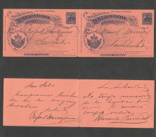 Salvador, El. 1896 (15 June) El Chilamatal - La Libertad, Salvador (16 June) 3c Blue / Salmon Doble Stationary Card Used - Salvador