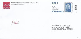 Postréponse PERF Marianne D'Yseult "Apprentis D'Auteuil" 60509 Chantilly Cedex, Au Dos N°409994 - Prêts-à-poster: Réponse /Marianne L'Engagée