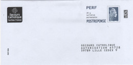 Postréponse PERF Secours Catholique - 59789 Lille Cedex 9, Au Dos N°410138 - PAP : Antwoord /Marianne L'Engagée