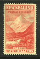 NZ 1899 Mt Cook 5/- No Watermark  SG 259  Hinge Remains Thin - Nuovi