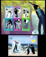 King Penguins, African Penguins, Birds, Maldives 2007 MNH Set Of 2 SS - Pingouins & Manchots