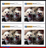 Ref. BR-3258-03-Q BRAZIL 2013 - DOGS, DOMESTIC ANIMALS,BLOCK MNH, ANIMALS, FAUNA 4V Sc# 3258 - Unused Stamps