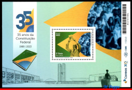 Ref. BR-V2023-10 BRAZIL 2023 - CITIZEN CONSTITUTION OF1988, FLAG, ULYSSES GUIMARAES, MNH, HISTORY 1V - Unused Stamps