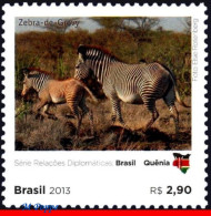 Ref. BR-3263B BRAZIL 2013 - WITH KENYA, GREVY'SZEBRA, HORSE, MNH, RELATIONSHIP 1V Sc# 3263B - Unused Stamps