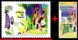 Ref. BR-V2022-15+E BRAZIL 2022 - BICENTENARY INDEPENDENCE,PRESENCE OF CORREIOS, MNH + BROCHURE, HISTORY 1V - Unused Stamps