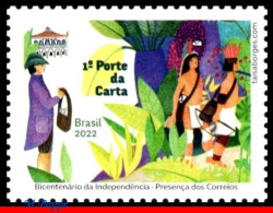 Ref. BR-V2022-15 BRAZIL 2022 - BICENTENARY INDEPENDENCE,PRESENCE OF CORREIOS, POST, MNH, HISTORY 1V - Unused Stamps