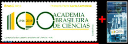 Ref. BR-V2016-06+E BRAZIL 2016 - BRAZILIAN ACADEMY OFSCIENCES, CENTENARY, LOGO, MNH + EDICT, SCIENCE 1V - Nuevos