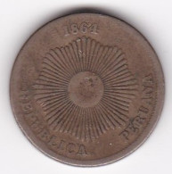 Perou 2 Centavos 1864, En Cupronickel, KM# 188 - Peru