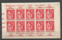 PAIX N° 283 Typ IV DEMI CARNET Avec Couverture PUB JIL NEUF** SANS CHARNIERE , 2 Timbres Avec Adhérence / Hingeless /MNH - Neufs