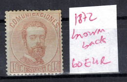 CHCT58 - Amadeo I, 1872, Brown Back, MH, Spain - Ungebraucht