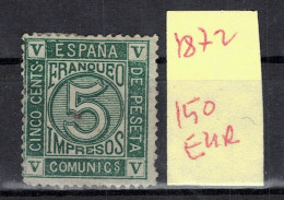CHCT58 - Franqueo, 1872, MH, Spain - Ongebruikt