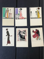 Wiener Werkstaette Serie 9 Cartes Postales Sur 12 De La Serie Mode, Avec Le Pochet. Edition Moderne De Brandstatter - Wiener Werkstätten