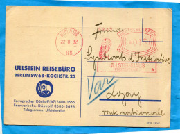 ALLEMAGNE Carte Commerciale-ULLSTEIN REISBURO Oblitération Mécanique Rouge BERLIN-22 09 1932 - Frankeermachines