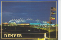 Denver International Airport Colorado USA  Night Illuminated Building  CPM 2sc - Denver