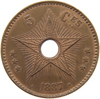 BELGIAN CONGO 5 CENTIMES 1887  #t149 0037 - 1885-1909: Leopoldo II