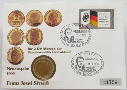 BRD NUMISBRIEF / STATIONERY 2 MARK 1990 STRAUSS #ns01 0035 - Autres & Non Classés