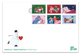 IRELAND 2023 Christmas,Tree,Mary, Mother Of Jesus Christ, Gift,Snow,Festival, Postbox, Snowman, FDC Cover (**) - Covers & Documents