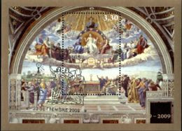 Vatican 2009 Mi# Block 33 Used - Disputation Of The Holy Sacrament / Painting By Raphael - Oblitérés