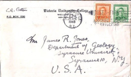 Nlle ZELANDE N° 238A/285 S/L. DE WELLINGTON/28.4.48 POUR LES USA - Cartas & Documentos