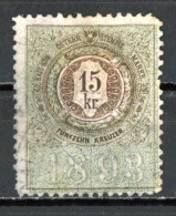 Autriche   Fiscal   Obl    ---      1893  --  Steuermarken  -  15 Kreuzer --  Belle Oblitération. - Steuermarken