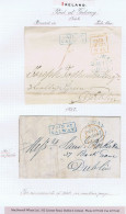 Ireland Galway 1845 And 1847 Boxed PAID AT/GALWAY In Blue On A Front And On Entire Letter To Dublin - Préphilatélie