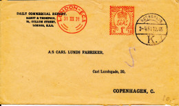 Great Britain Cover With Red Meter Cancel London 31-3-1931 Sent To Denmark - Lettres & Documents