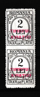 Romania 1931 Air Post Tax Due Red Ovprnt Vertical Pair Imperf Between 15659 - Unused Stamps