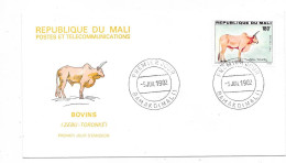 RÉPUBLIQUE DU MALI - PREMIER JOUR 5 JUIL 1982 BAMAKO BOVINS  -Lot De 5 Enveloppes) - Koeien