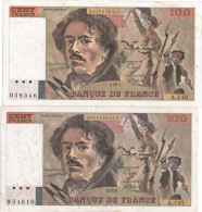 FRANCE- 100 Frs DELACROIX - 2 Billets De 1989 ( A.147 Et A 148  )    Cat Fayette N° 69  Bon état - 100 F 1978-1995 ''Delacroix''