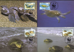 WWF MC Maxi Cards Complete Set Of 4 St Tome & Pricipe 2001 Turtles Turtle Schildkroete Tortue - Maximumkarten