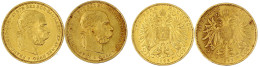 2 X 20 Kronen 1892 Und 1893. Je 6,78 G. 900/1000. Beide Vorzüglich. Herinek 330, 331. Friedberg 421. - Gouden Munten