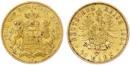 20 Mark 1884 J. Gutes Sehr Schön, Min. Randfehler. Jaeger 210. - 5, 10 & 20 Mark Or