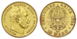 10 Mark 1886 A. Broschierspur, Kl. Randfehler, Sonst Vorzüglich, Sehr Selten. Jaeger 245. - 5, 10 & 20 Mark Gold