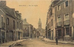 Savenay * Rue De L'église * Cpa Toilée Colorisée - Savenay