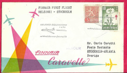 FINLAND - FIRST CARAVELLE FLIGHT FINNAIR FROM HELSINKI TO STOCKHOLM *1.4.60* ON OFFICIAL COVER - Lettres & Documents