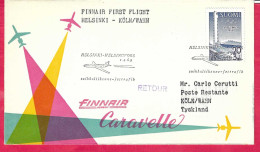 FINLAND - FIRST CARAVELLE FLIGHT FINNAIR FROM HELSINKI TO KOLN *1.4.60* ON OFFICIAL COVER - Cartas & Documentos