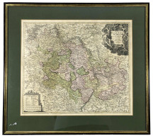 Kolorierte Kupferstich-Landkarte Der Rhein-Pfalz Um 1740. Von Johann Baptist Homann, Nürnberg. Gerahmt Hinter Glas, 77,5 - Goldmünzen