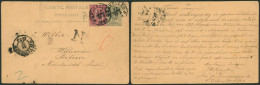 EP Au Type 5ctm Vert + N°46 Expédié De Bruxelles (1893) > Weltevreden (Batavia, Nederlandse Indie) + Taxe - 1884-1891 Leopold II