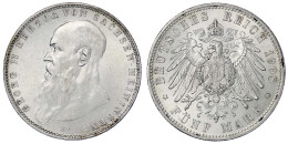 5 Mark 1908 D. Kurzer Bart. Vorzüglich/Stempelglanz, Min. Kratzer. Jaeger 153 B. - Sonstige & Ohne Zuordnung