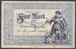 5 Mark 10.1.1882. III, Winz. Nadelstich, Sehr Selten. Rosenberg 6. Grabowski. DEU-48. - Autres & Non Classés