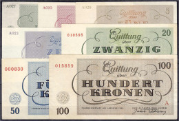 KZ Theresienstadt, Der Älteste Der Juden. 1, 2, 5, 10, 20, 50 Und 100 Kronen. 1.1.1943. Komplette Serie 1943. I- Bis II- - Autres & Non Classés