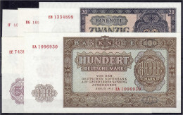 Kompletter Satz Der Banknotenserie (DDR-Druck) 1955. Insgesamt 5 Scheine Zu 5, 10, 20, 50 Und 100 Mark. I Bis I- Rosenbe - Other & Unclassified