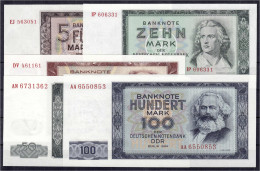 Kompletter Satz Der Banknotenserie (DDR-Druck) 1964. Insgesamt 5 Scheine Zu 5, 10, 20, 50 Und 100 MDN. I Bis I- Rosenber - Other & Unclassified