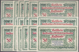 18x 50 Pfg. Scheine, Reichskriegerbund "Kyffhäuser", 29.11.1921. Je Serie A-F 1-6 (Wz. Quadrate), Serie A-F 7-12 (Wz. Zi - Lokale Ausgaben