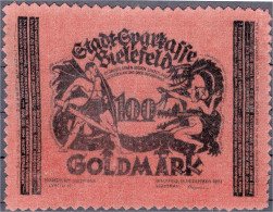 100 Goldmark Samt, Orangerot 15.12.1923. Druck Einseitig Schwarz, Mit Zackenrand. I-II. Grabowski. 116 B. - Lokale Ausgaben