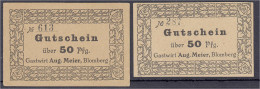 Gastwirt Aug. Meier, 2 Verschiedene Scheine Zu 50 Pfg. O.D. I- Weiß 27b. - [11] Local Banknote Issues