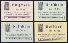 C. Reichstein, 5, 10, 30 Und 50 Pfg. O.D. Gültig Bis 31.8.1917. Alle Mit Firmenstempel Auf Rs. I. Tieste 2125.15. 01,02, - [11] Local Banknote Issues