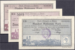 Stadt, 50, 100 Mio. U. 500 Mrd. Mark 11. U. 25.10.1923. Alle Nicht Entwertet. I- U. III. Keller 1784. - [11] Local Banknote Issues