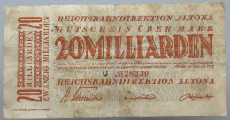 WEIMARER REPUBLIK 20 MILLIARDEN MARK 1923 ALTONA #alb052 0893 - 20 Miljard Mark